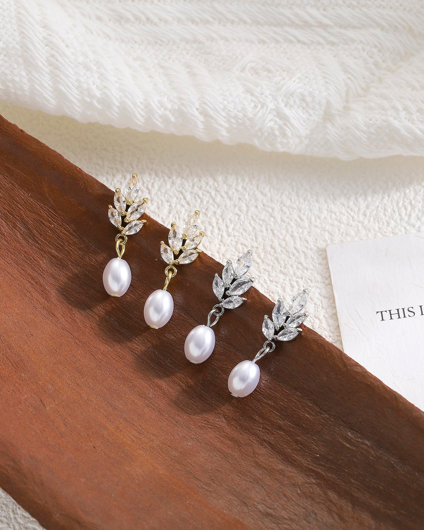 Pearl Earrings for Women, 14k Gold Plated Trendy Diamond Pearl Drop Earrings Bridal Shower Gifts Wedding jewelry for Women