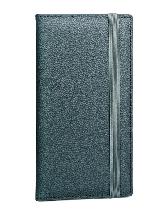 Yarnic Checkbook Cover for Personal Checkbook, Checkbook Holder with Pen Holder & Built-in Clear Plastic Divider for Duplicate Checks (Grey Green)