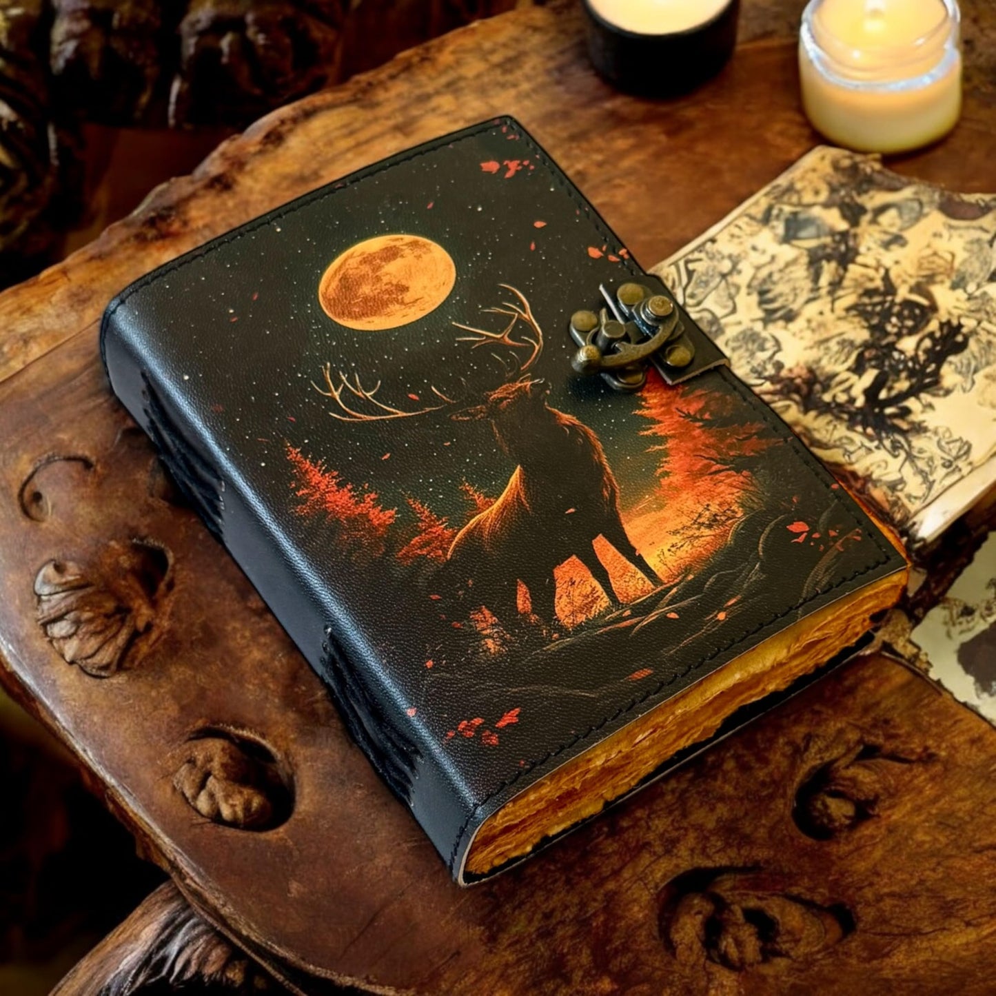 Blank Spell Book Of Shadows Deer hunting antler Grimoire Leather Bound Journal Book of shadows Journal Wiccan Notebook Log book Antique Witchcraft Supplies Daily Journal Adventure Greek Mythology Goddess
