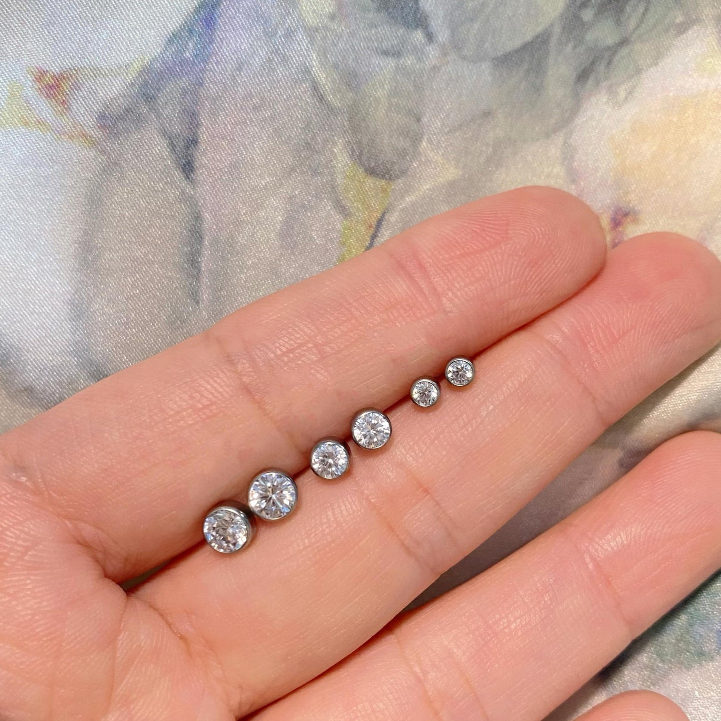 Limerencia Titanium Stud Earrings, Hypoallergenic, Cubic Zirconia, Round, Bright/Princess-Cut, Square/Ball, 5mm, Butterfly Clasp, for Women and Men