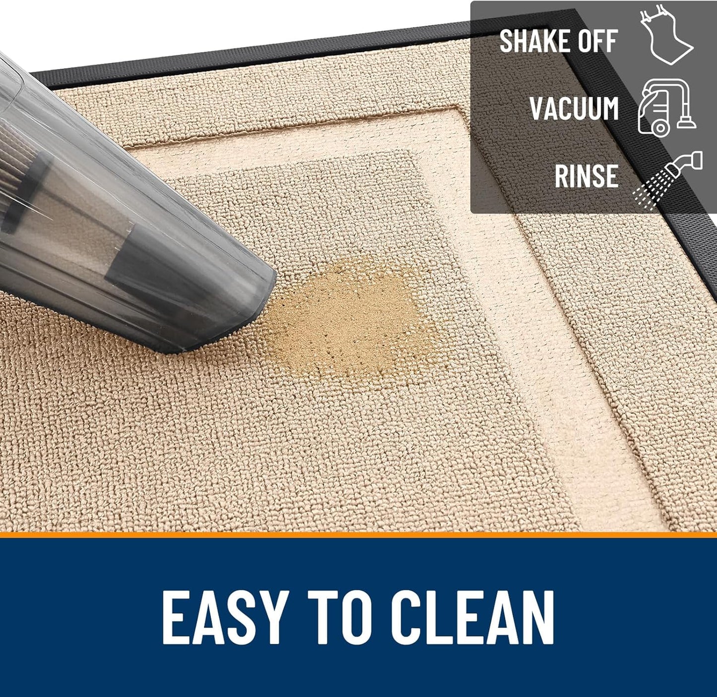 OLANLY Waterproof All-Season Front Door Mat - Sturdy Natural Rubber, Easy Clean | 29.5x17 Off-White