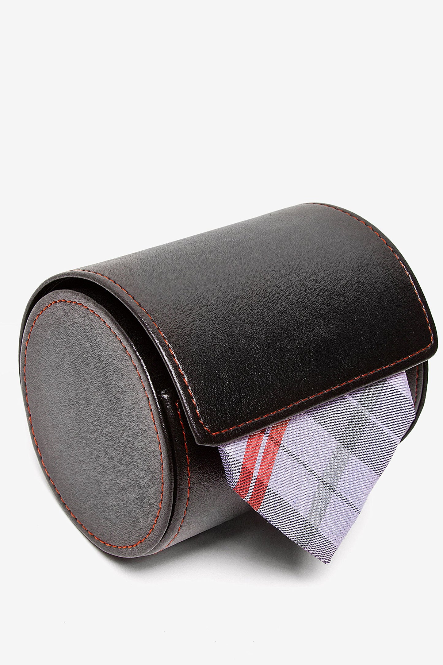 Black Tie Travel Case Roll - Perfect Business Gift - Vegan Faux Leather Necktie Anti-Wrinkle Storage Case