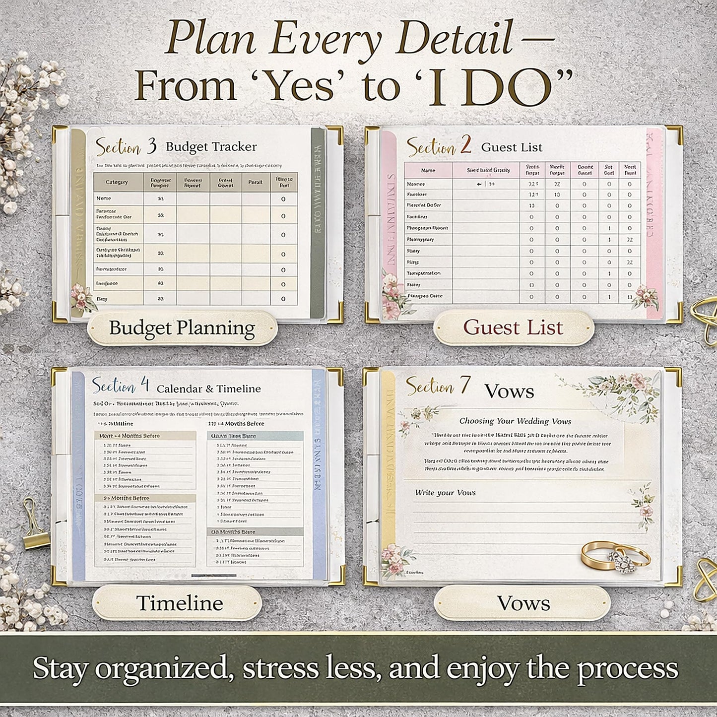 Wedding Planner Book and Organizer for Bride and Groom - Engagement Gift, Wedding Planner with Checklist, Timelines, & Budget Tracker - Includes Free QR Code for Exclusive Digital Tools.