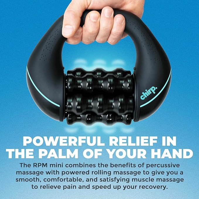 Chirp RPM Mini + XR 4" Wheel Bundle - Rolling Percussive Massager and Foam Roller Wheel, Supports Deep Tissue Massage and Neck Pain Relief