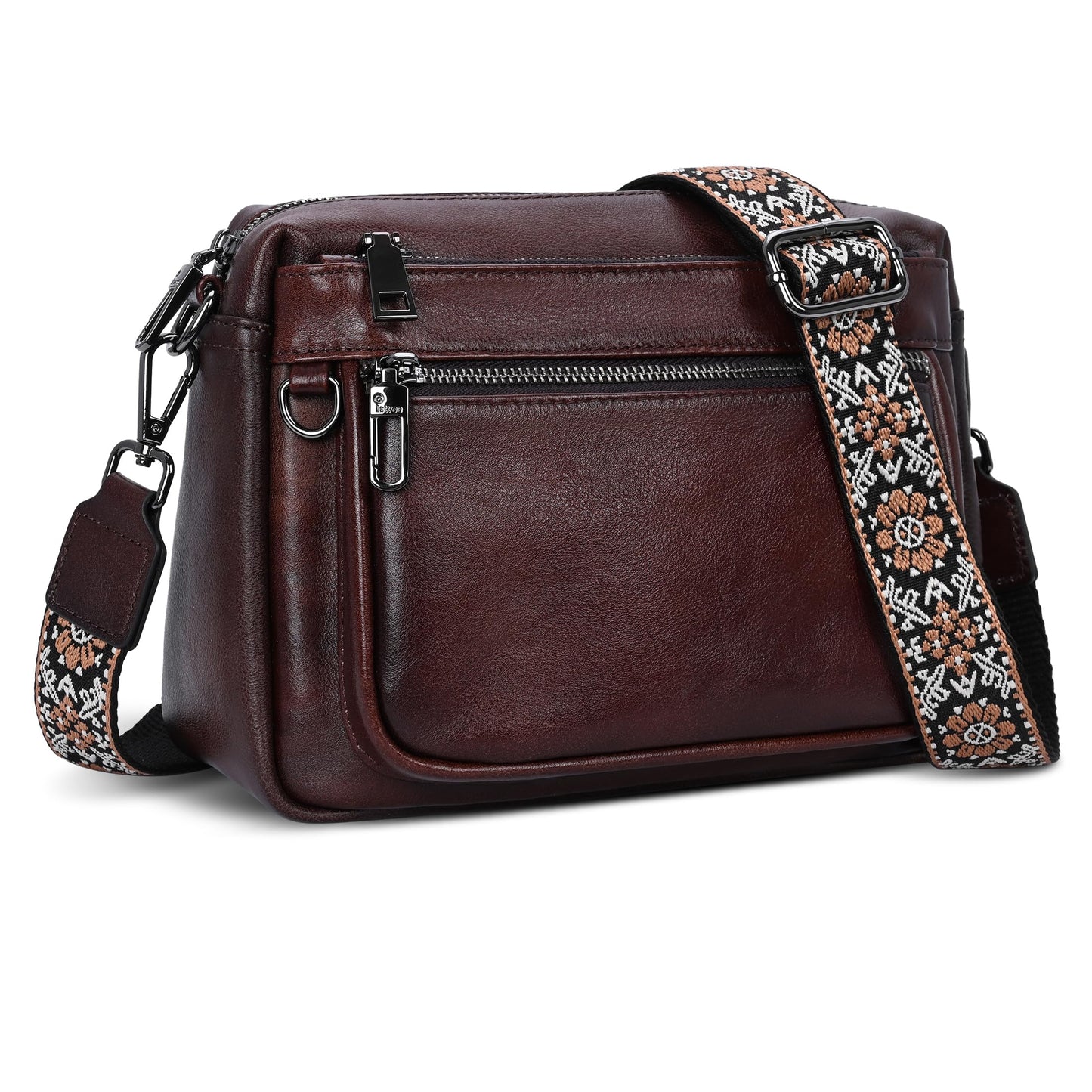 Iswee Crossbody Bags for Women Rfid Travel Medium Leather Purse and Handbag Shoulder Bag with Adjustable Strap Multiple Pockets Triple Zip Ladies Pocketbooks