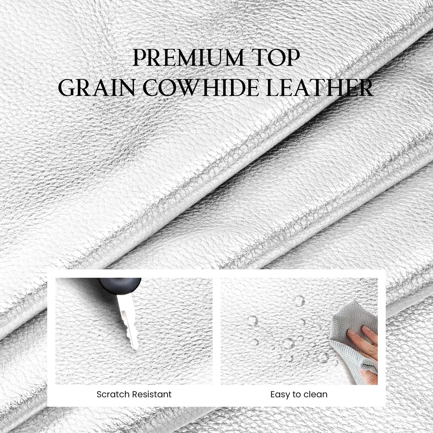 befen Genuine Leather Small Crossbody Bags for Women, Real Leather Purses with Built in RFID Wallet, Trendy Cell Phone Purse Shoulder Bag, Silver Travel Purse Handbags with Adjustable Strap