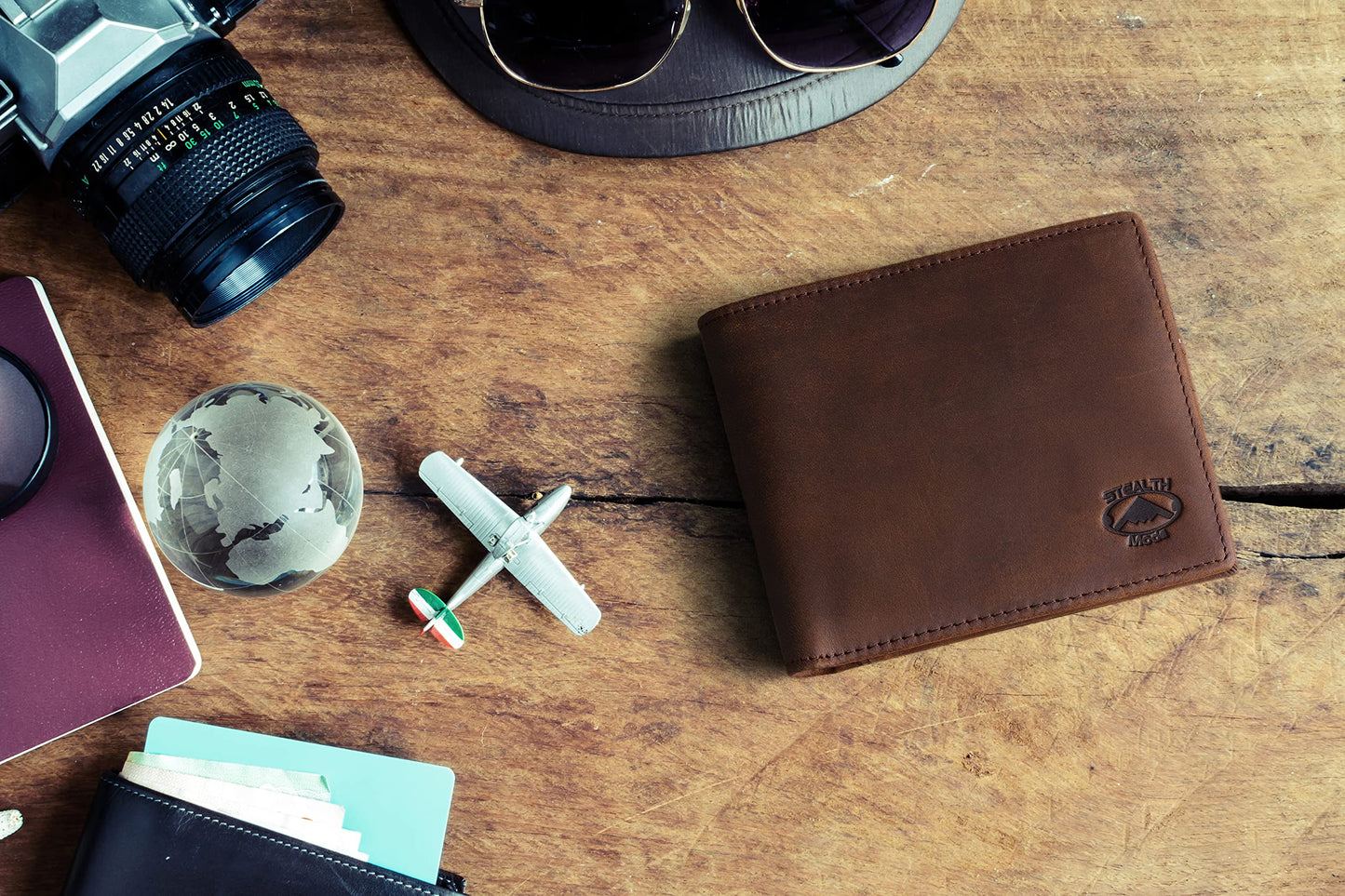 Stealth Mode Leather Bifold Wallet for Men With ID Window and RFID Blocking