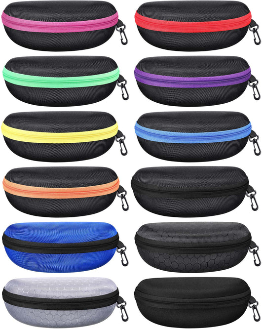 Weewooday 12 Pack Zipper Shell Sunglasses Case Hard Shell Eyeglasses Case Portable Travel Glasses Case for Men Women (Colorful,Eva)
