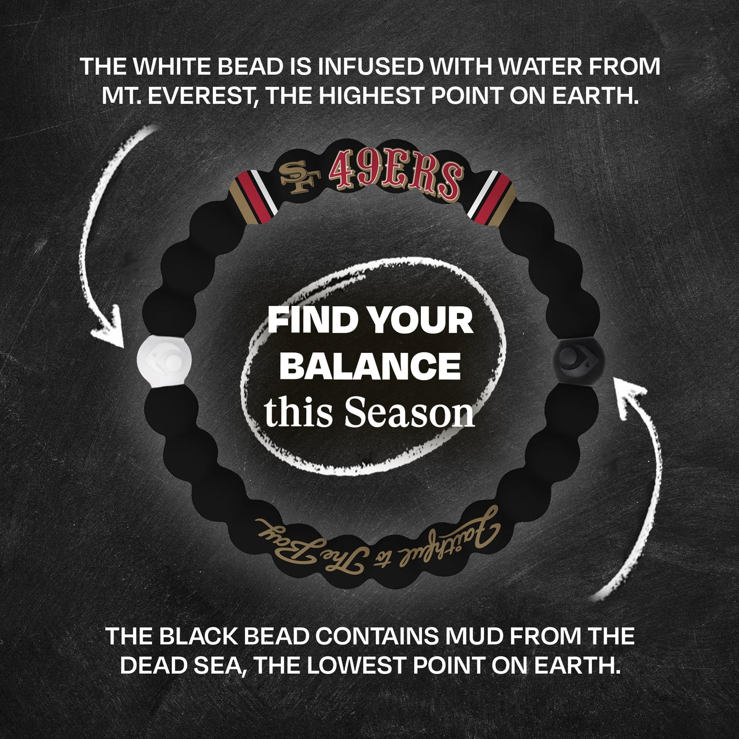 Lokai NFL Football Collection Silicone Beaded Bracelet, San Francisco 49ers Classic (Medium) - Beaded Bracelet for Women & Men, Silicone Jewelry Bracelet Slides-On for Comfortable Fit