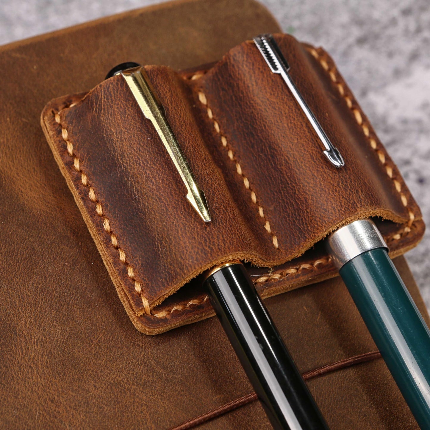 Handmade Leather Refillable A5 Travelers Notebook Cover, A5-8.3'' x 5.8''Leather Journal with 3 Inserts and Card Slots and Pen Holder
