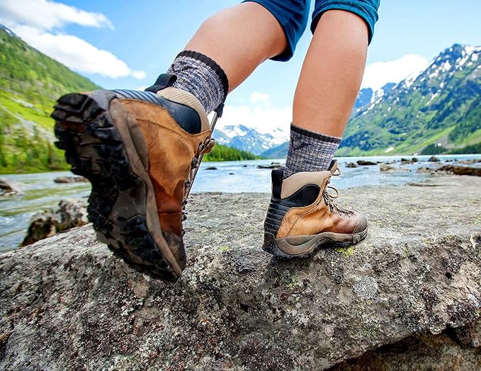 FEIDEER Men's Walking Hiking Socks, Wicking Cushion Quarter Crew Socks for Mens Outdoor Sports, 3/4/5 Pair, 6-15 Size