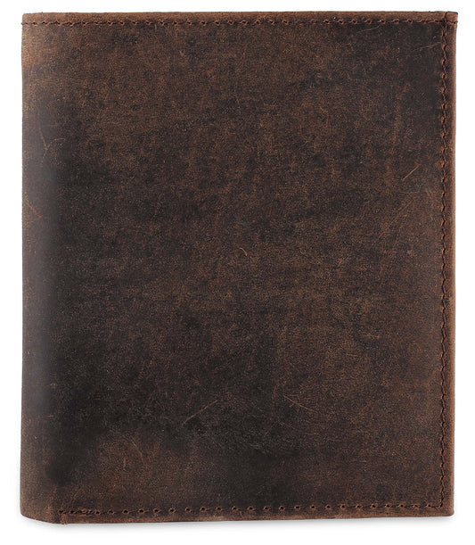 F&L CLASSIC RFID Blocking Mens Leather Bi-Fold Big Hipster Wallet, 13 credit card slots,buffalo vintage brown