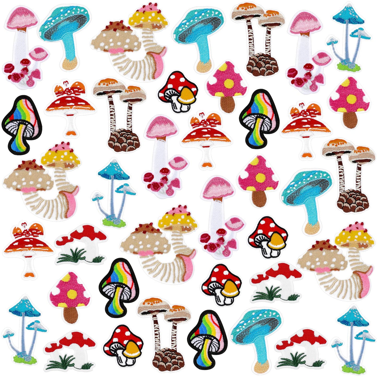 40 Pcs Mushroom Iron on Patches for Clothing 10 Styles Cute Mushroom Embroidered Sew Applique Repair Patches for DIY Jeans Jackets Backpacks Hat Sewing Craft Decoration