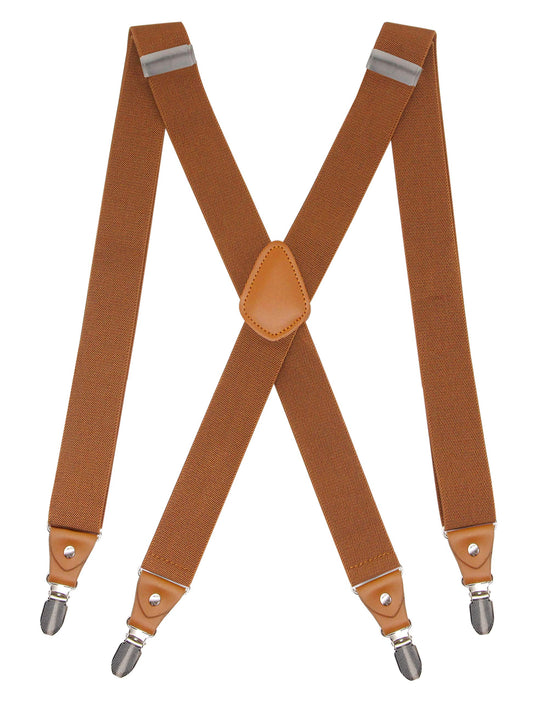 Cedrainy Adjustable Elastic Suspenders for Men's and Women's with X Back Suspenders for Casual & Formal (Camel)