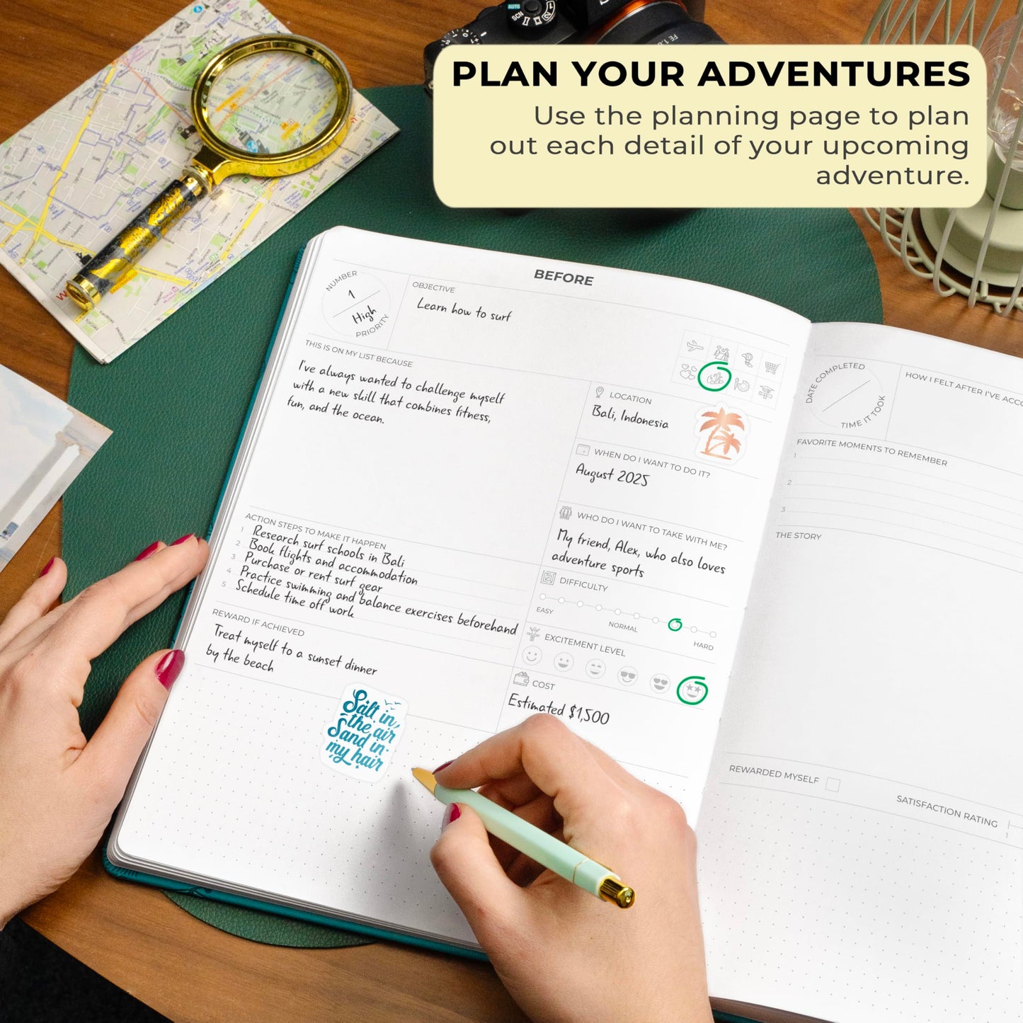 Clever Fox Bucket List Journal Large – Inspirational Book for Memories & Adventures – Motivational Bucket List Notebook for Couples, A4 (Turquoise)