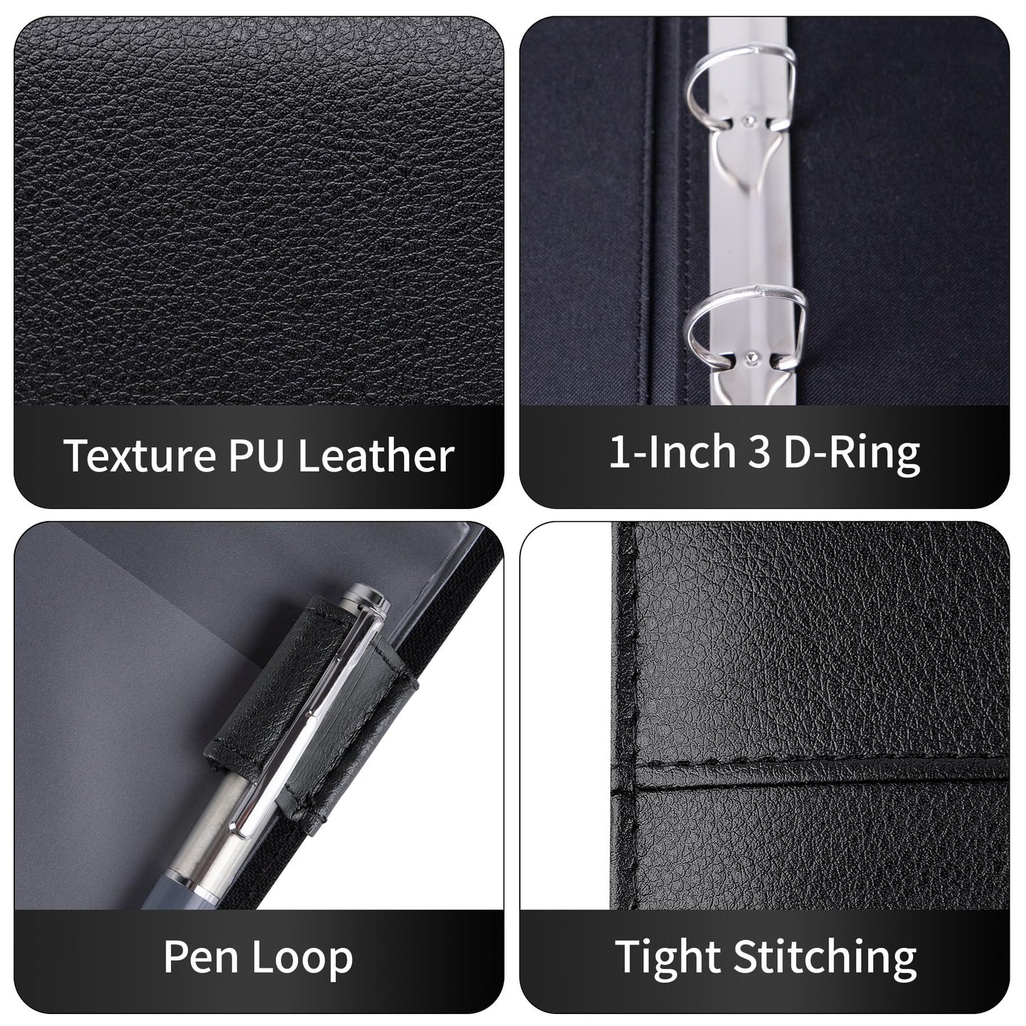 Antner 3 Ring Personal Check Binder for 3-on-a-Page End-Stub Deskbook & Personal 3 Holes or 9 Holes Small Size Checks, PU Leather Check Holder Checkbook Binder Cover with Zipper Pouch, Black