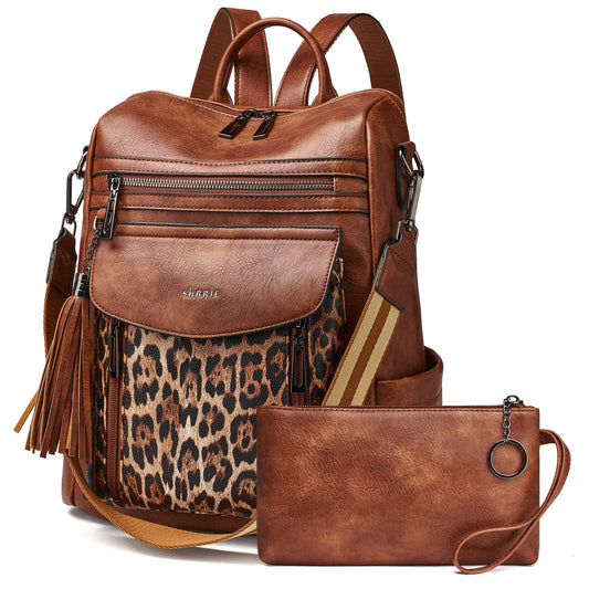 Shrrie Backpack Purse for Women Fashion Leather Backpack Purse Designer Travel Backpack Convertible Shoulder Bag with Wristlet
