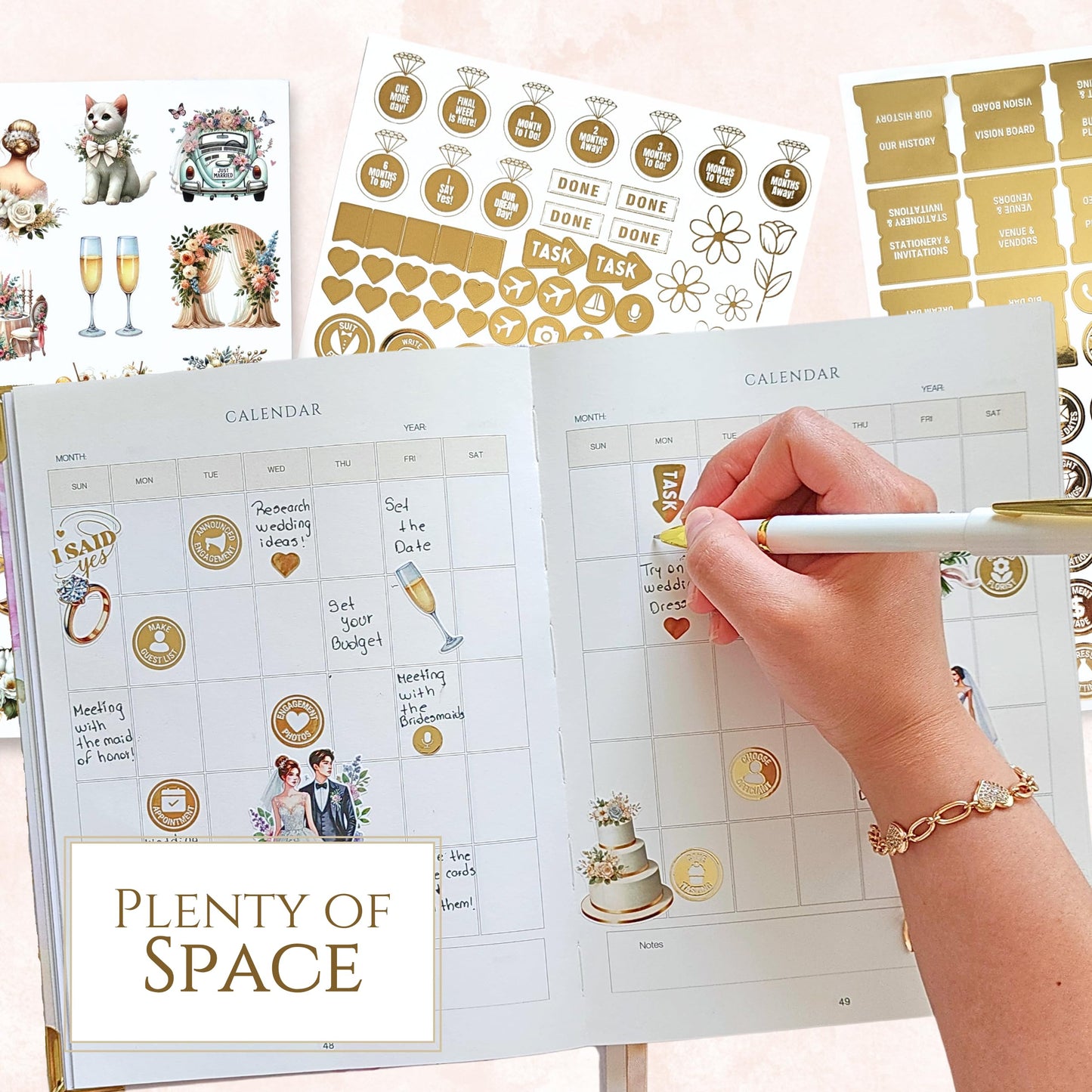 Simar Shop Wedding Planner Book and Organizer – Luxury Floral Hardcover Bridal Planner 9.45 x 7.09 in with Stickers, Pen & Box – Engagement Gift & Bride-to-Be Keepsake – 229 Pages, Tips, Budget Tracker & Calendar
