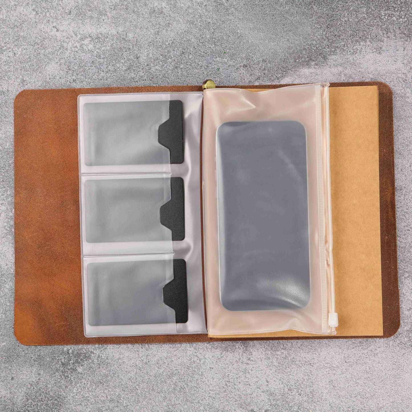 Handmade Leather Refillable A5 Travelers Notebook Cover, A5-8.3'' x 5.8''Leather Journal with 3 Inserts and Card Slots and Pen Holder