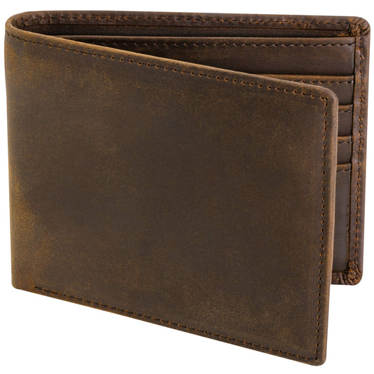 Top Grain Leather Wallet for Men | RFID Blocking | Extra Capacity Bifold Wallet with 2 ID Windows | Ultra Strong Stitching | Slim Billfold with 8 Card Slots | Gift for Him