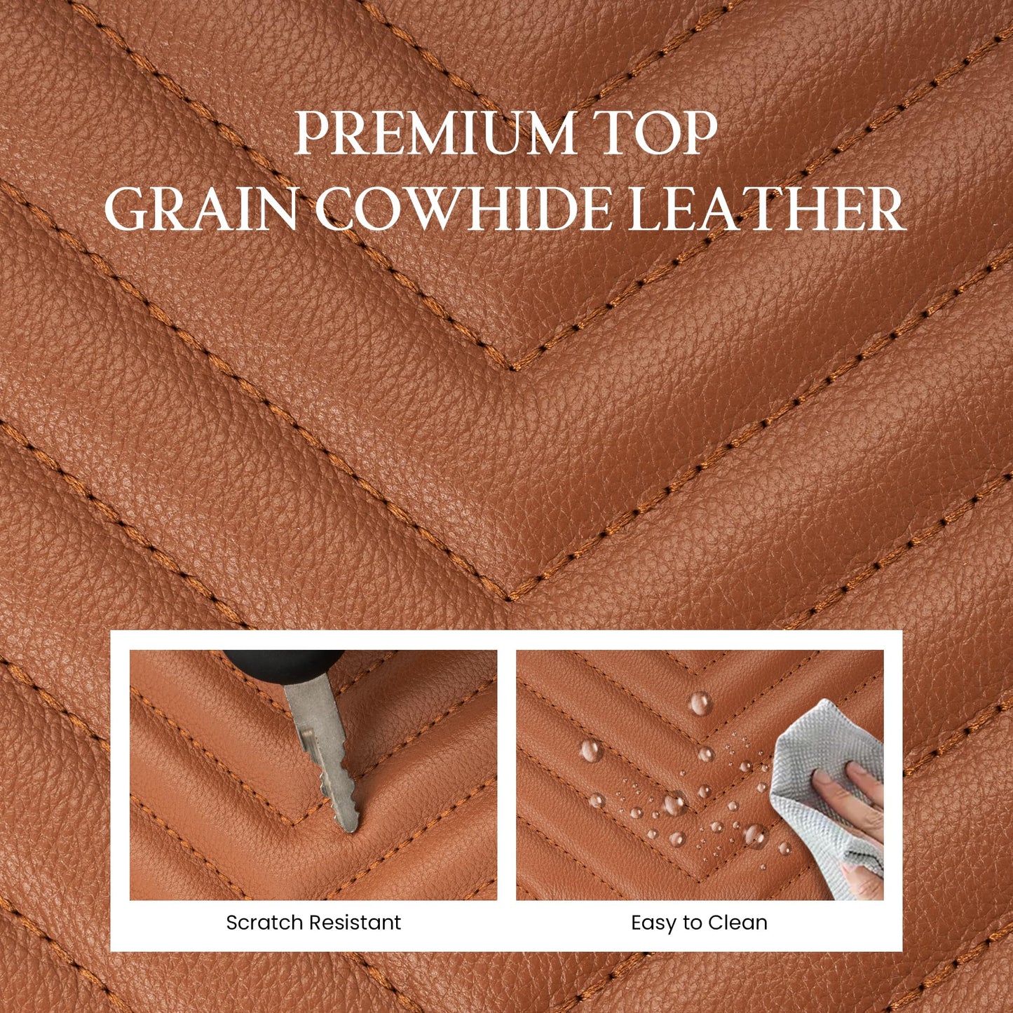 befen Quilted Genuine Leather Crossbody Bags for Women, Purses with Built in RFID Wallet, Woman Camera Shoulder Bag Handbags, Brown Crossbody Purses with Adjustable Strap