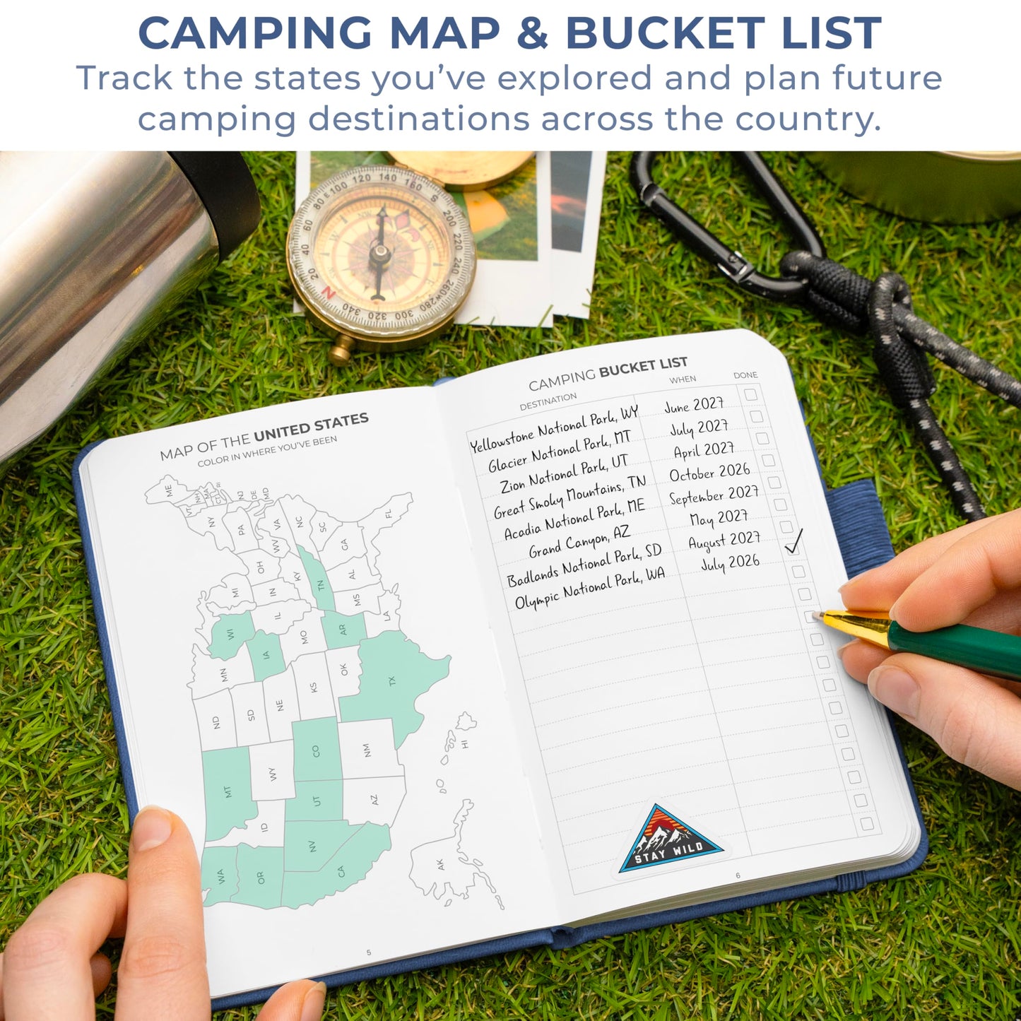Clever Fox Camping Journal Pocket – Camping Log Book & Outdoor Adventure Journal – RV Travel Log Book – Gifts, Accessories & RV Essentials for Travel Trailers, 14 Trips, 3.7x5.7” (Mystic Blue)