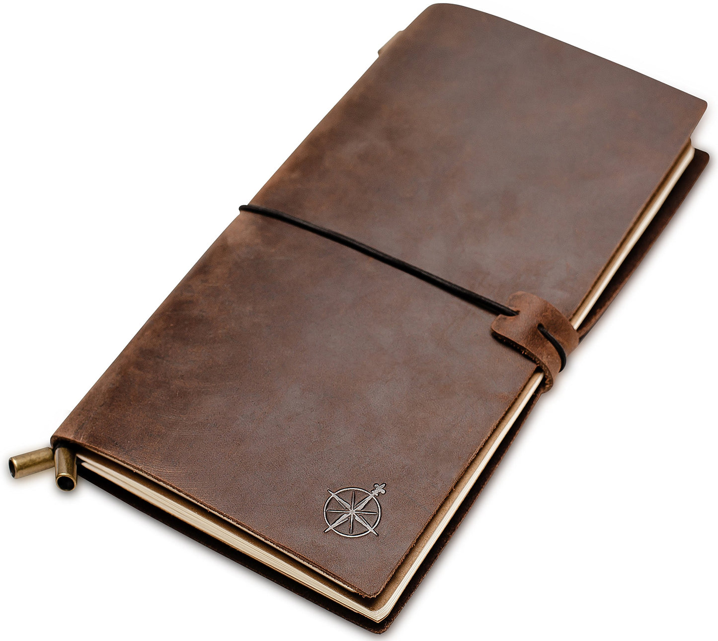 Wanderings Standard Size Travelers Notebook/Handcrafted Genuine Leather Journal - 4.75" x 8.5" (12 x 22cm) - Refillable Travel Journal - 100 GSM Blank Inserts