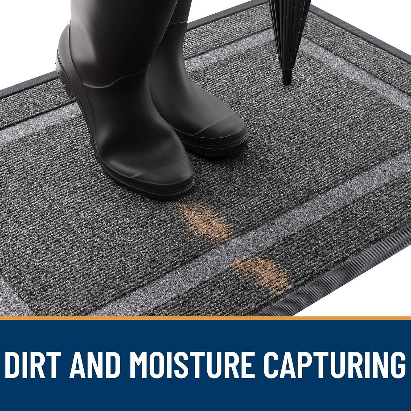 OLANLY Indoor Outdoor Front Door Mat - Waterproof All-Season Doormat, Easy Clean, 47x23, Dark Grey