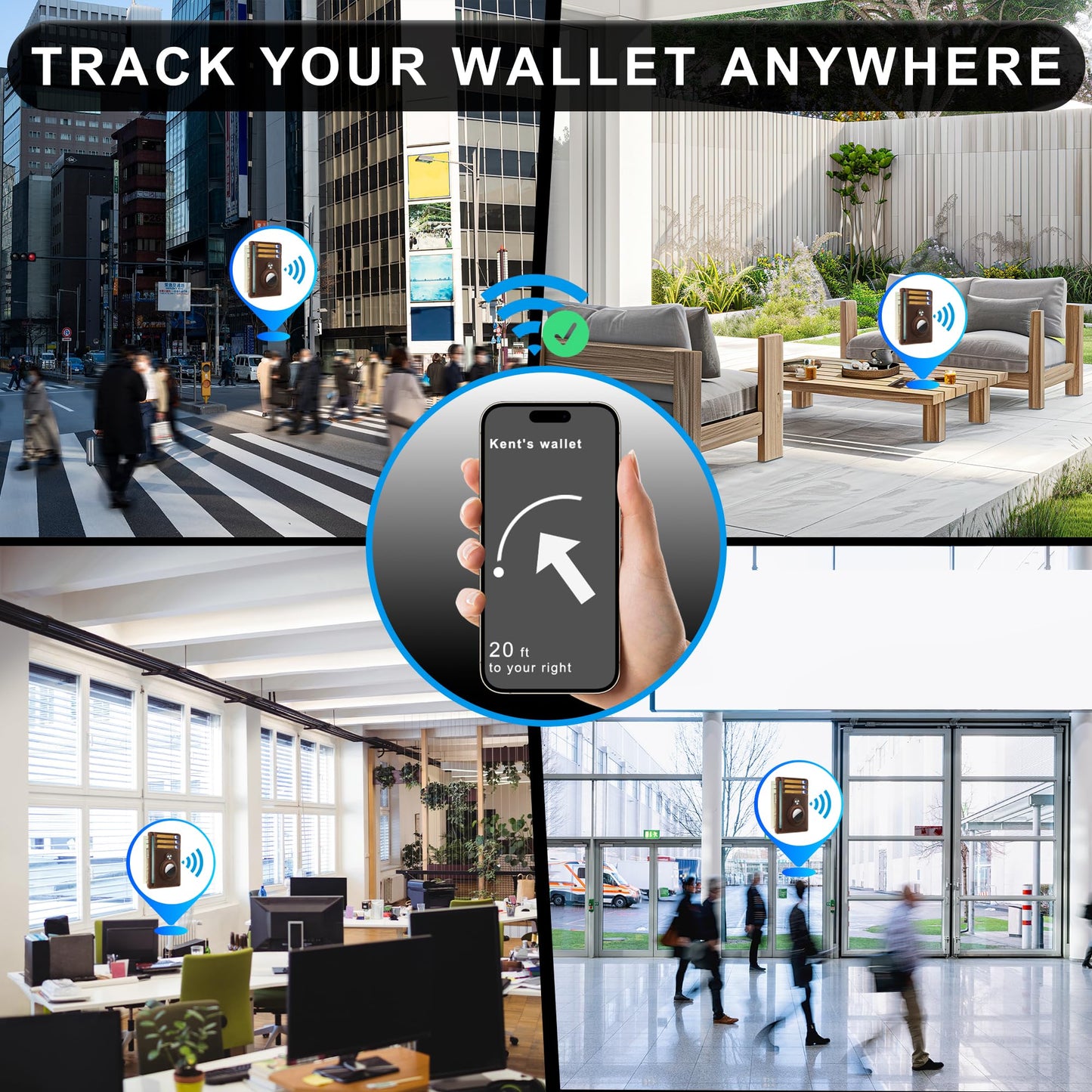 Hawanik Slim Minimalist Front Pocket Air Tag Wallet, RFID Blocking Card Holder Wallet with Airtag Holder
