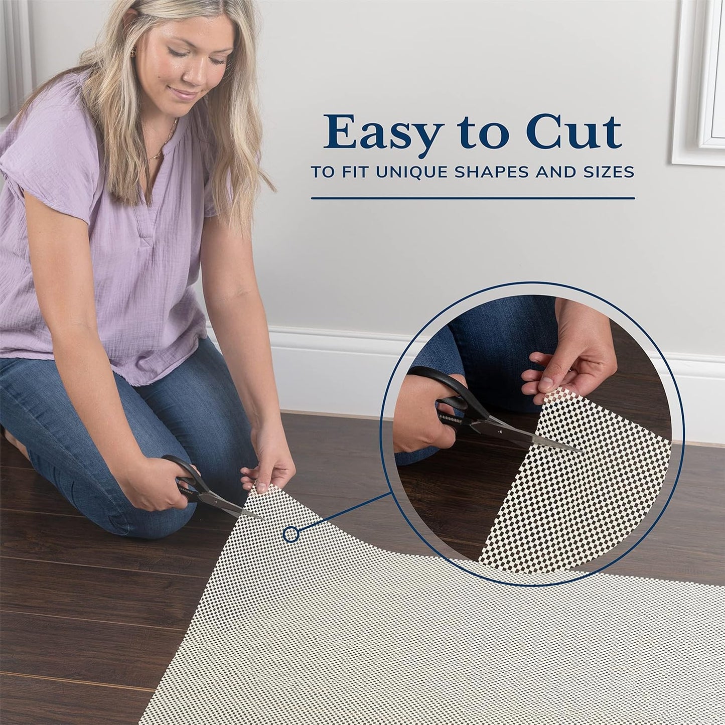 Veken Rug Pad Gripper - Non-Slip 10x14 Ft Mat for Hardwood & Tile Floors | Thick Anti-Skid Design