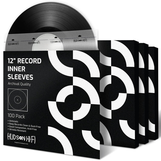 Hudson Hi-Fi Anti-Static Vinyl Record Sleeves - Durable Clear Disc Sleeves- Protect Your LP Albums from Scratches, Dust & Dirt - Acid-Free Rice Paper Disc Covers, 100x Inner Sleeves