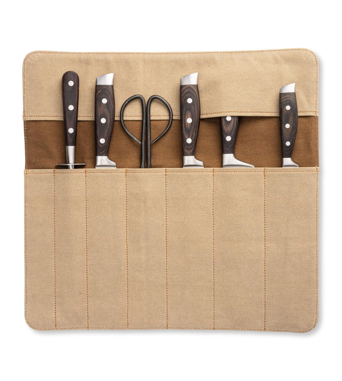 Angus Stoke knife roll bag, genuine buffalo leather - chef's knife bag with 7 slots + extra accessories bag Soeren (Mahogany)