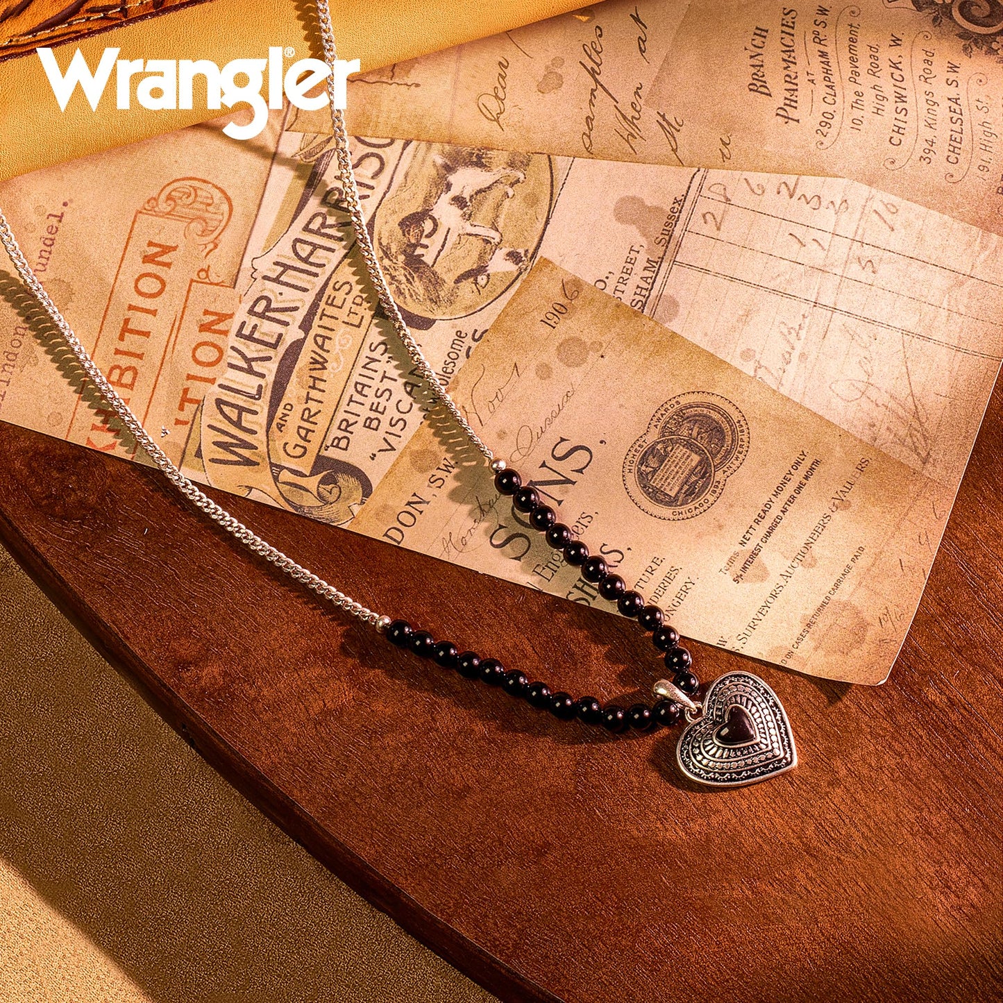 Montana West Wrangler Western Pendant Necklace for Women 14k Gold Silver Heart Statement Turquoise Cowgirl Vintage Trendy Fashion Jewelry WNS-2021S-BK
