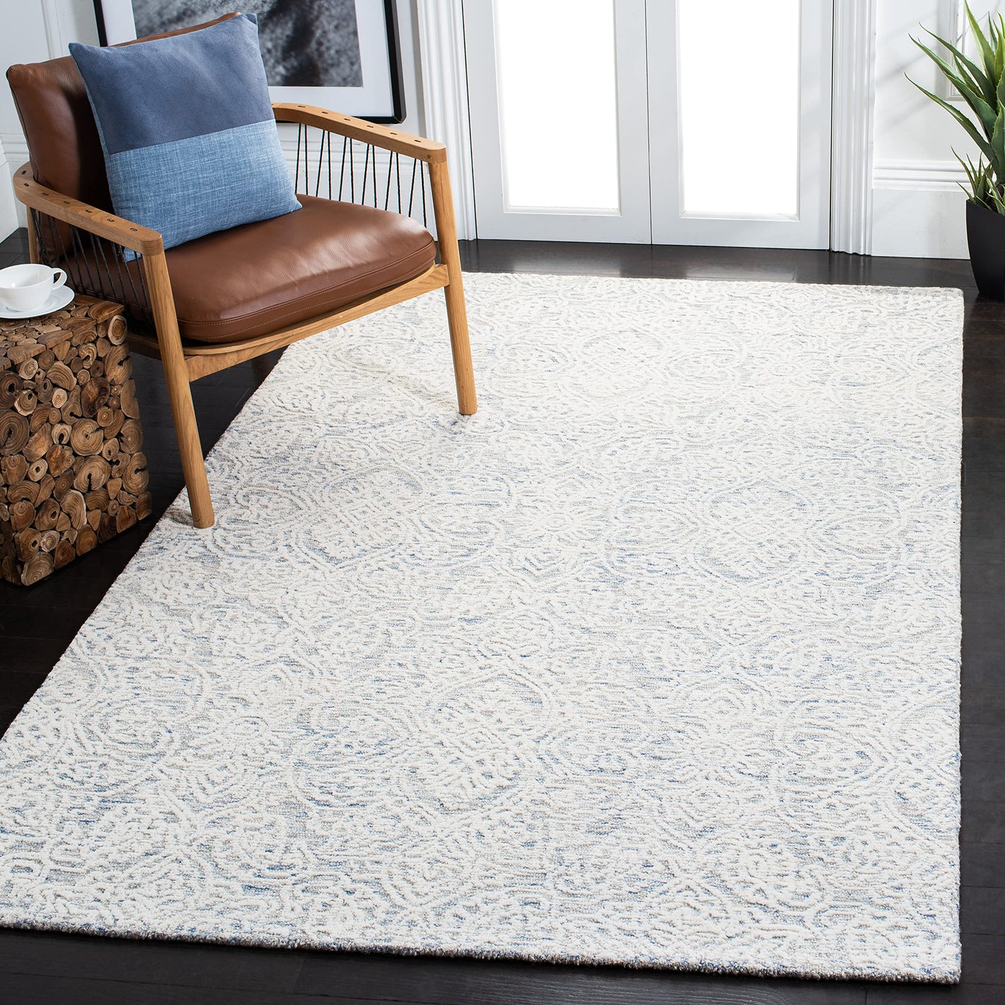 SAFAVIEH Area Rug 6x9 - Metro Collection - Light Blue & Ivory, Handmade Wool, Ideal for Living Room, Bedroom, Dining Space (MET998L)
