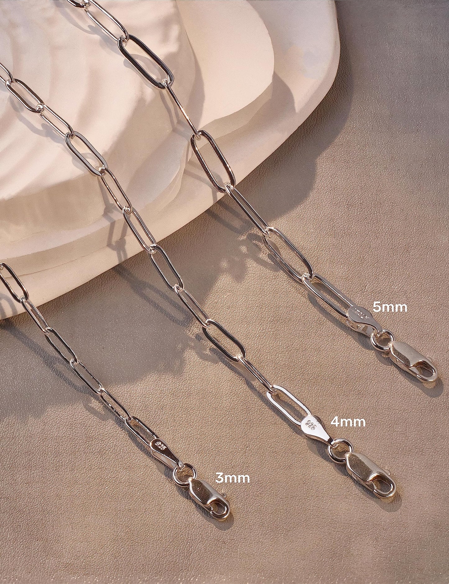 ASDULL 925 Sterling Silver Paperclip Bracelets 5mm Silver Bracelets for women Paperclip Chain Bracelet for men 9 Inches