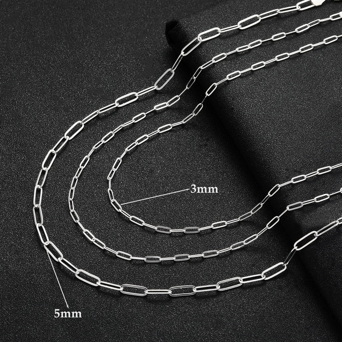 MBW Dainty Silver Paperclip Chain Necklace, Long Simple Sterling Silver Charm Choker Necklaces for Women Trendy 20in Minimalist Aesthetic Link Necklace Waterproof Jewelry Trending Gifts for Women