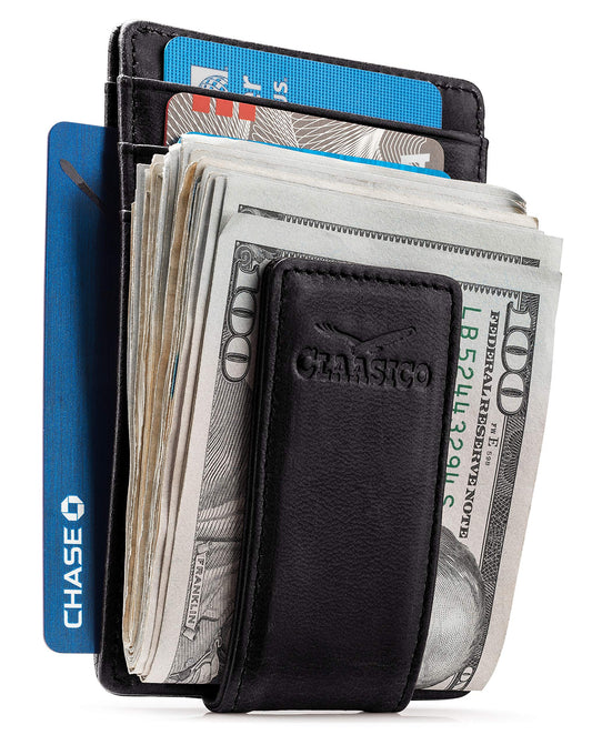 Claasico™ Money Clip Leather Wallet For Men Slim Front Pocket RFID Blocking with Super Strong Magnetic