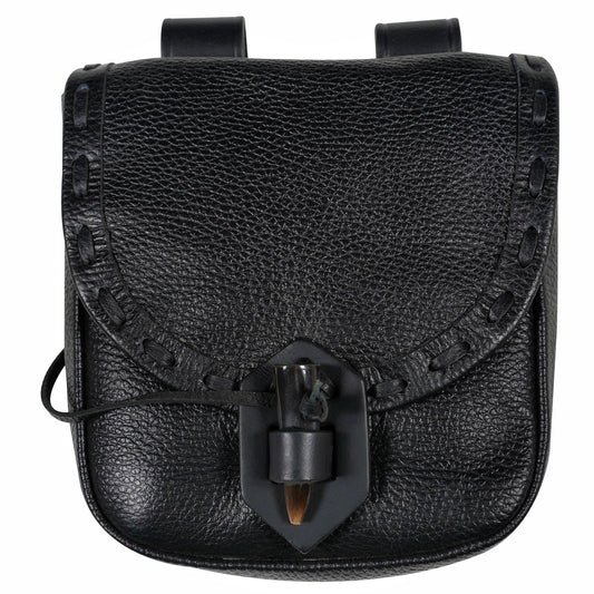Mythrojan Leather Belt Pouch Medieval Original Leather Bag Costume Accessories Pouch Viking Belt Coin Bag (Leather Pouch, Black)