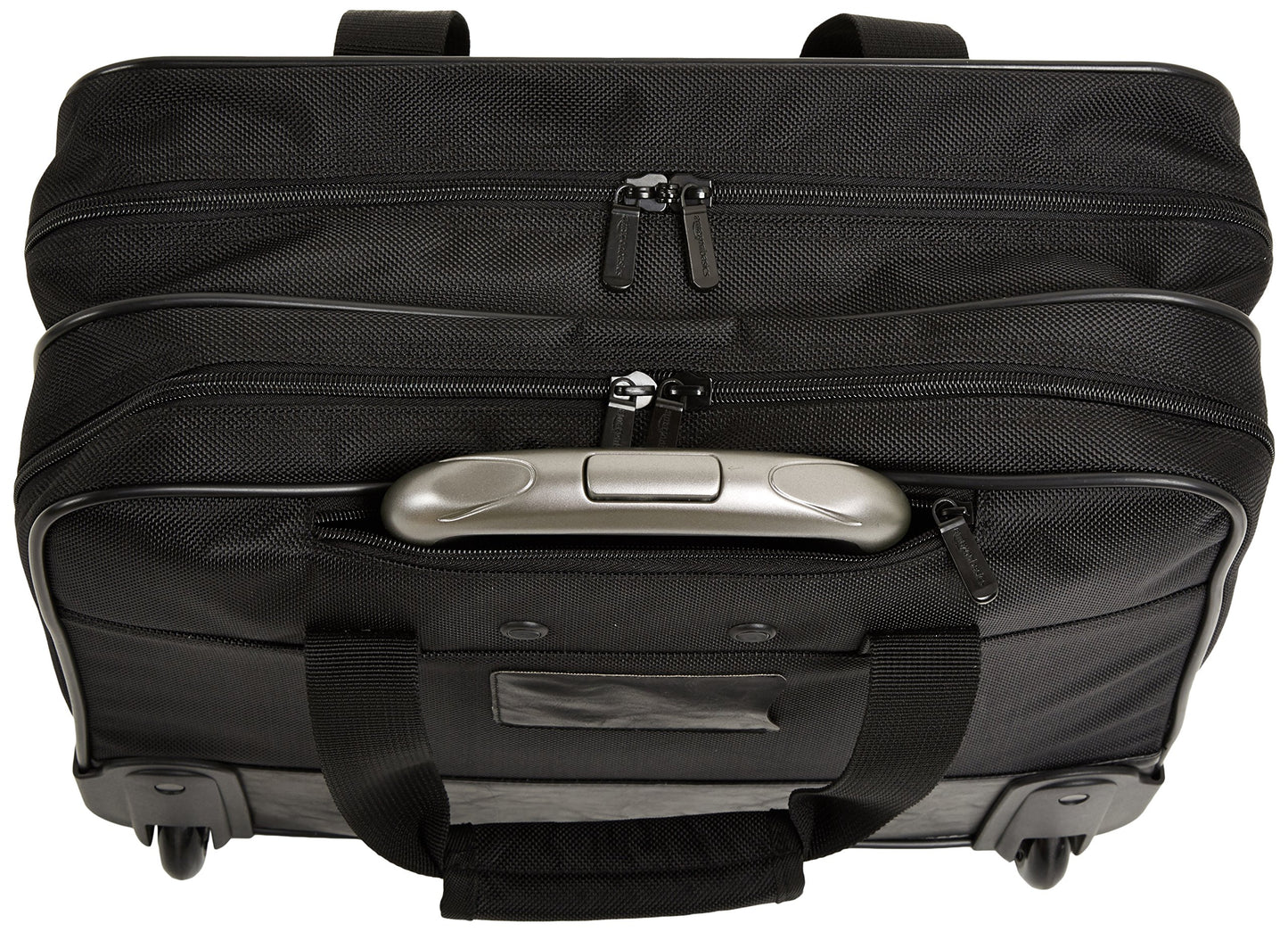 Amazon Basics 15.6" Rolling Laptop Bag for Travel and Business, Briefcase with Wheels, Adjustable Locking Handle, Black