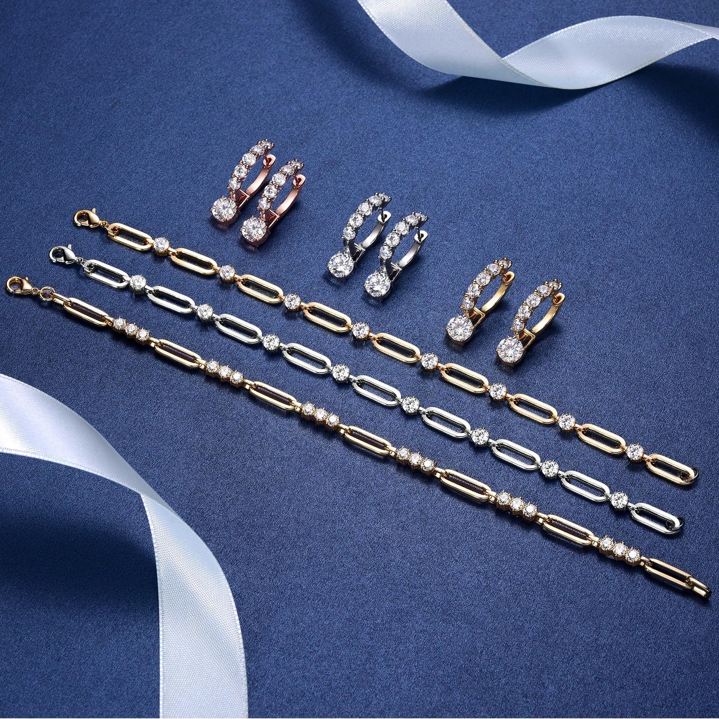 shinelab Paperclip Bracelet for Women Couple Bracelets with CZ Chain Strand Jewelry Gift for Girls_7.5inches